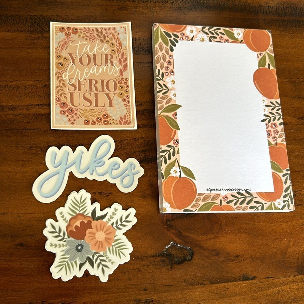 NOTEPAD, 4X6" NEW peaches plus 3 stickers